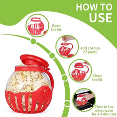 Microwave Glass Popcorn Popper With Silicone Lid