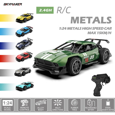 1/24 2.4G Sulong Metal RC Car Metal High Speed Remote Control Mini Scale Model Vehicle Electric Metal RC Car Toys for Boys Gift