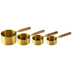 Wooden Handle Stainless Steel Measuring Cups Set